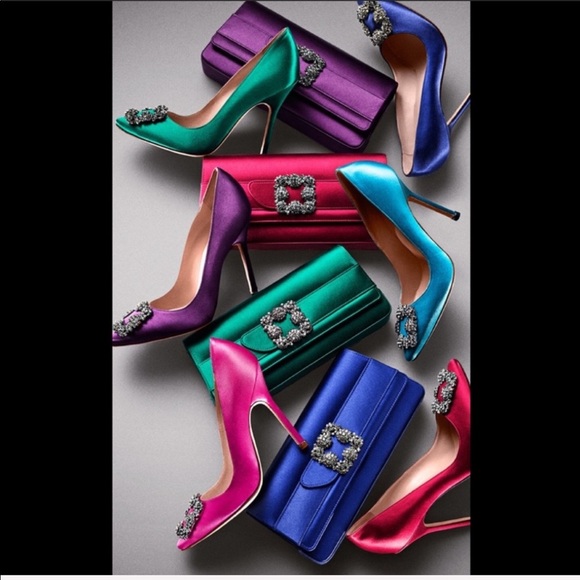 New Manolo Blahnik Hangisi Jacquard Denim Pumps - Picture 8 of 8